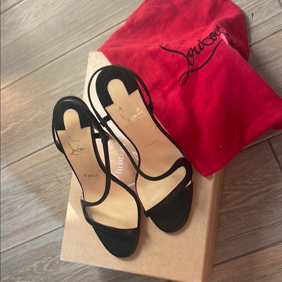 Christian Louboutin Black and Red Strappy Heels - Picture 6 of 11